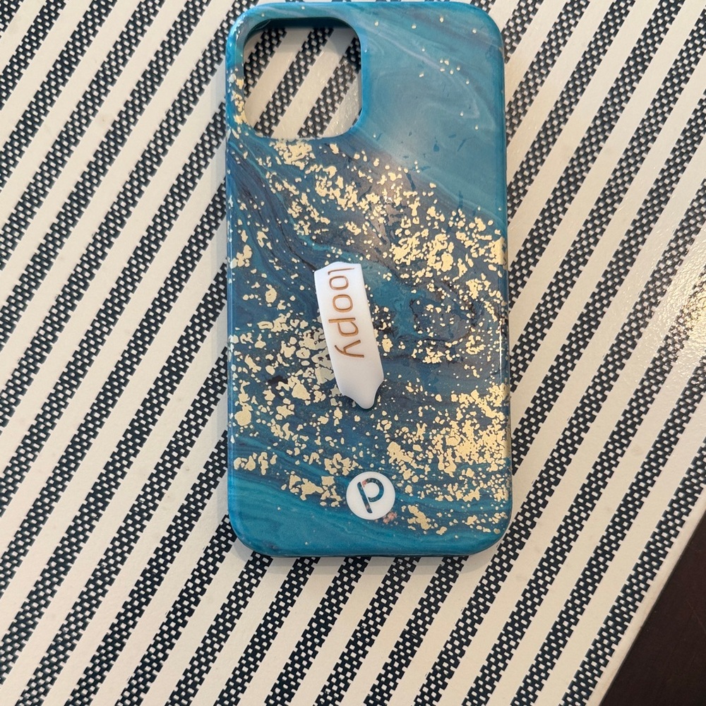 Loopy Jasper iPhone 12 and 12 pro Blue and Gold Marble Phone Case